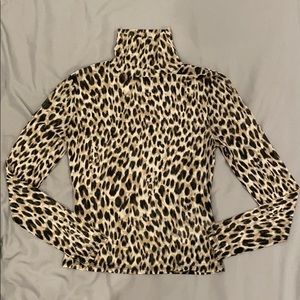 NEW Trendy Leopard Print Mesh Turtleneck